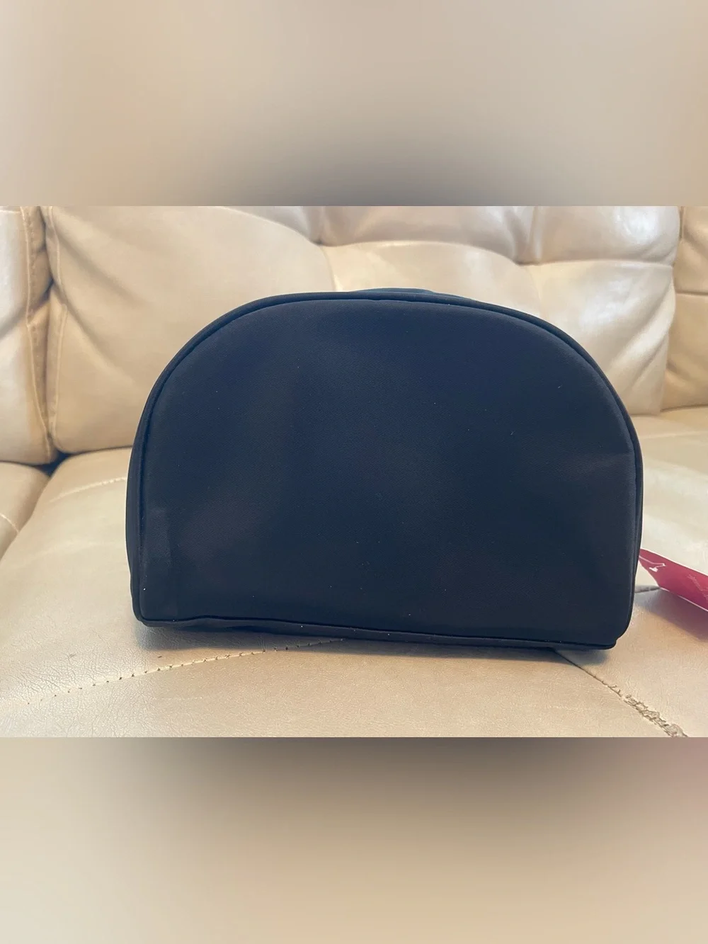 Kate Spade Black Dome Cosmetic Pouch with Spade Plaque